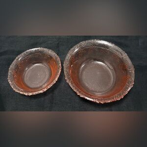 Pink pressed glass bowls - Harvest Grape design